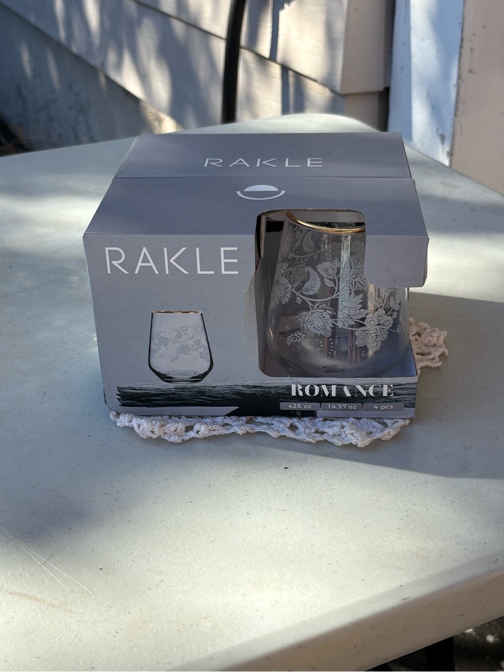 Romance Etched Glass Vase with Gold Trim - Clear